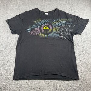 Vintage 2000s Quiksilver Shirt Surf Skate Black T-Shirt Y2K Size S/M